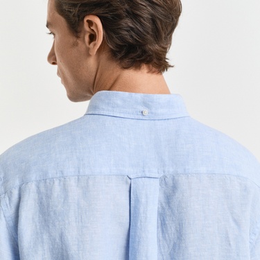  GANT Erkek Mavi Regular Fit Düğmeli Yaka Keten Gömlek