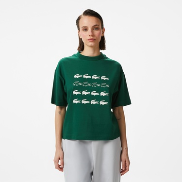 Lacoste House of SuperStep x Lacoste Kadın Yeşil T-Shirt