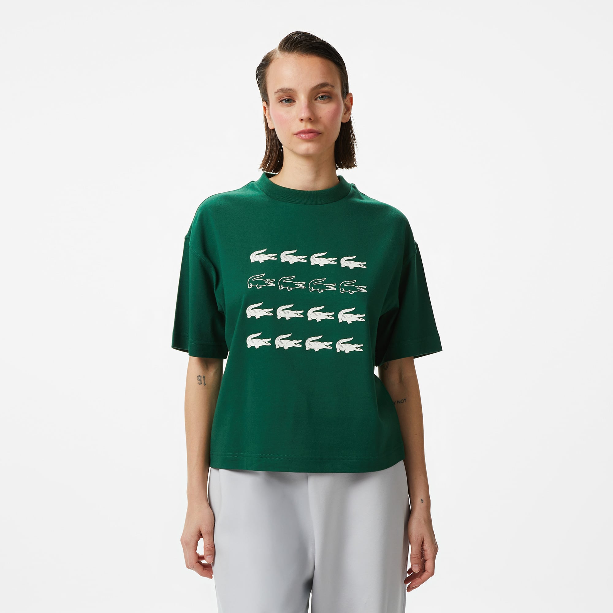  Lacoste House of SuperStep x Lacoste Kadın Yeşil T-Shirt