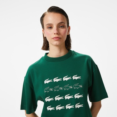  Lacoste House of SuperStep x Lacoste Kadın Yeşil T-Shirt