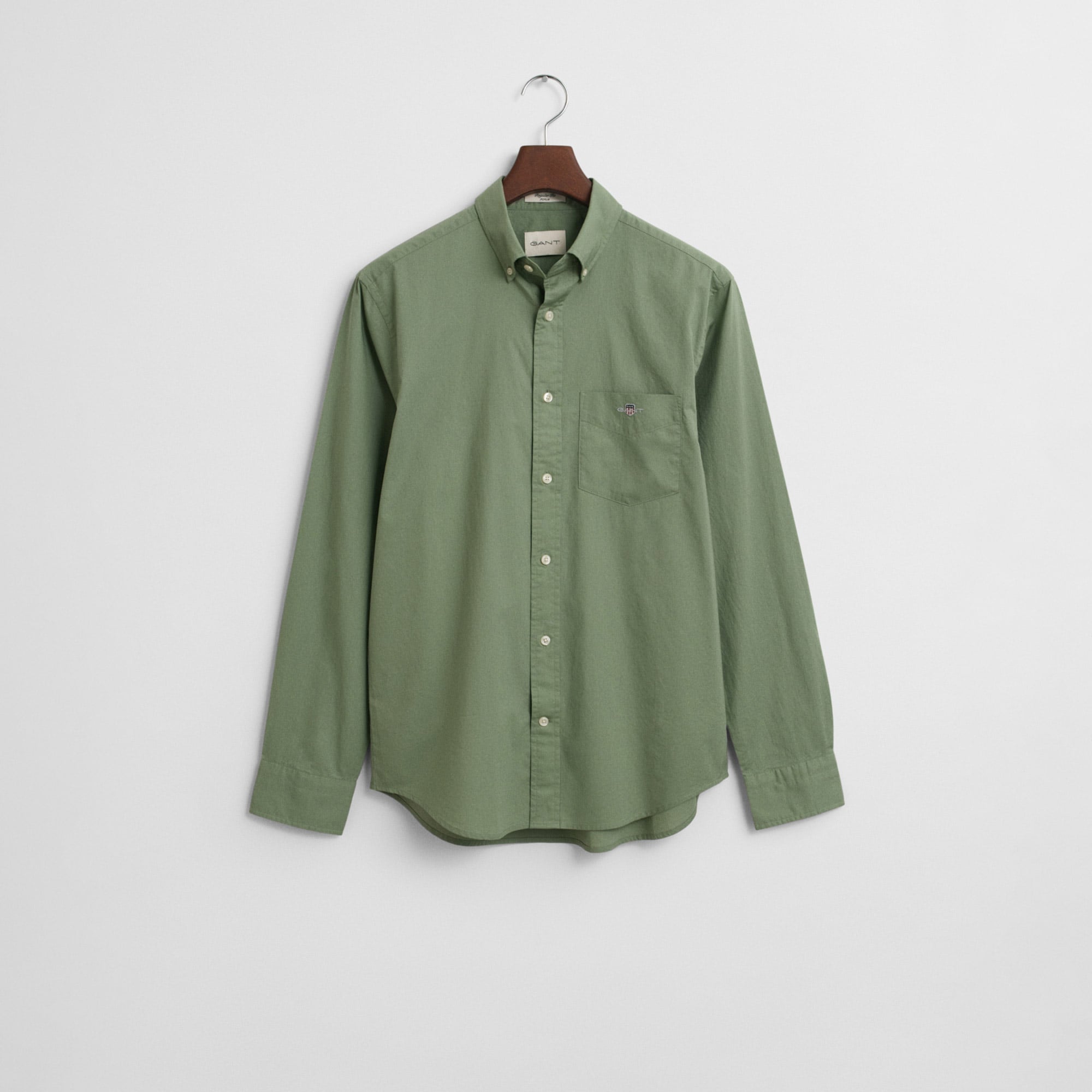  GANT Erkek Yeşil Regular Fit Düğmeli Yaka Poplin Gömlek