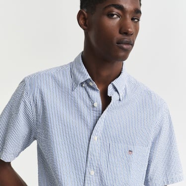  GANT Erkek Lacivert Regular Fit Düğmeli Yaka Çizgili Gömlek