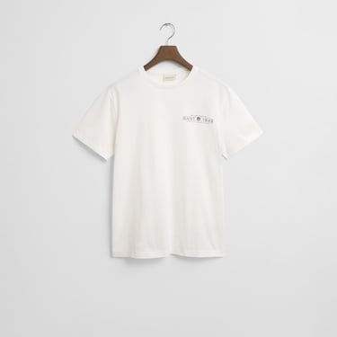  GANT Erkek Krem Regular Fit Bisiklet Yaka Logolu T-Shirt
