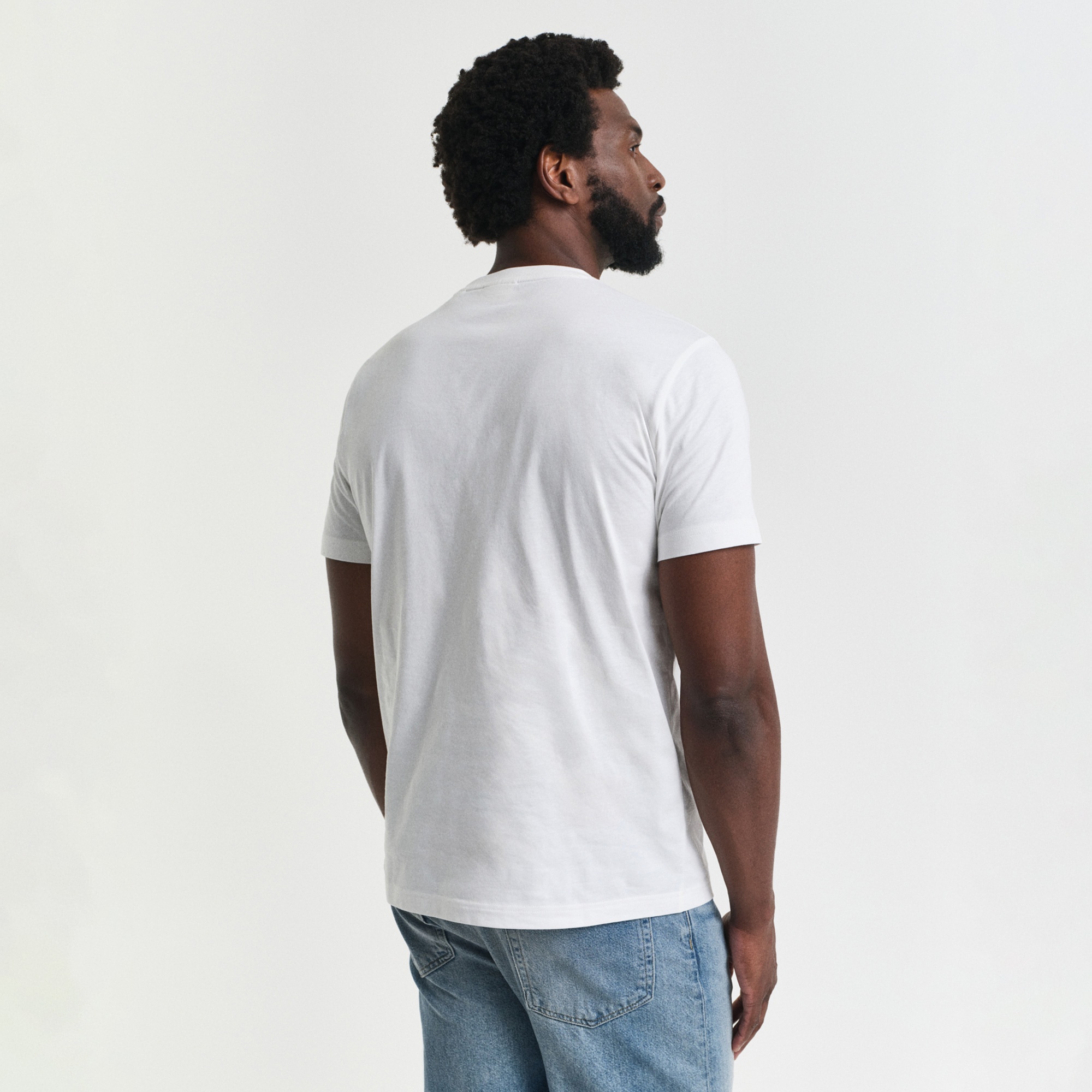 GANT Erkek Krem Regular Fit Bisiklet Yaka Logolu T-Shirt