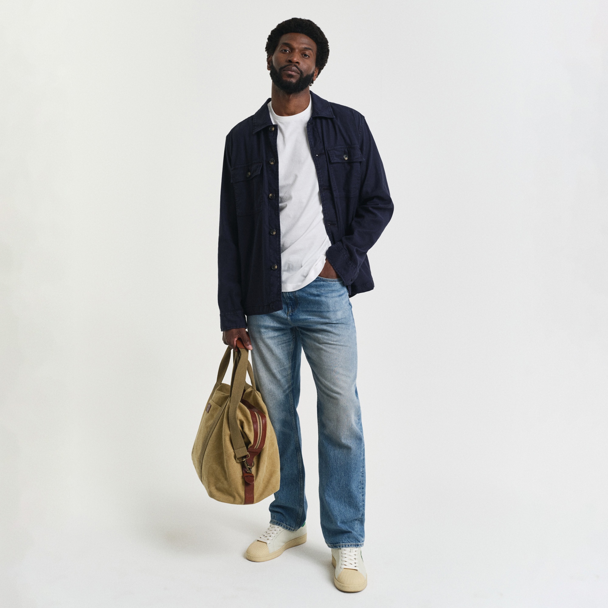 GANT Erkek Krem Regular Fit Bisiklet Yaka Logolu T-Shirt