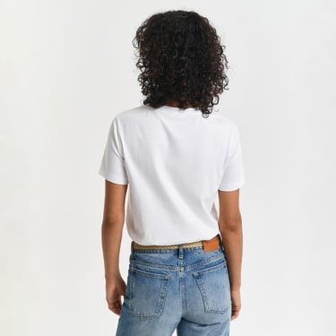  GANT Kadın Krem Regular Fit Bisiklet Yaka Logolu T-Shirt