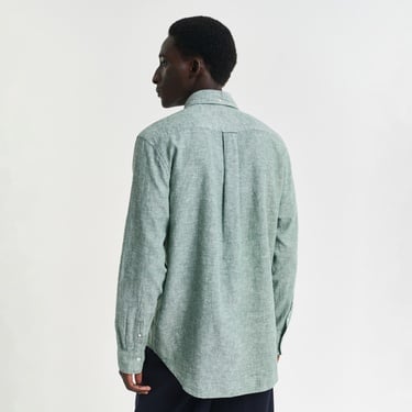  GANT Erkek Yeşil Regular Fit Düğmeli Yaka Keten Gömlek