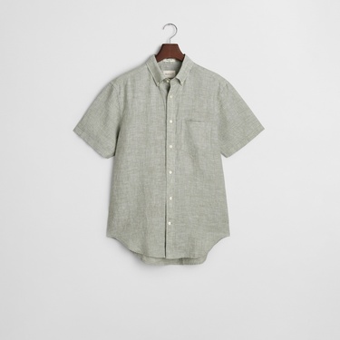  GANT Erkek Yeşil Regular Fit Düğmeli Yaka Keten Gömlek