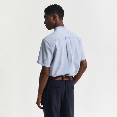  GANT Erkek Lacivert Regular Fit Düğmeli Yaka Çizgili Gömlek