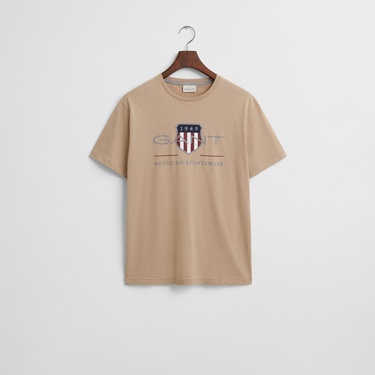  GANT Erkek Bej Regular Fit Bisiklet Yaka Logolu T-Shirt
