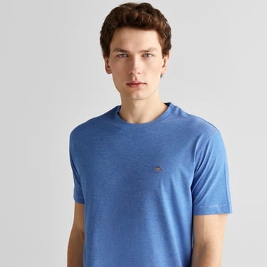  GANT Erkek Mavi Regular Fit Bisiklet Yaka Çizgili T-Shirt