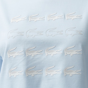  Lacoste House of SuperStep x Lacoste Kadın Mavi T-Shirt