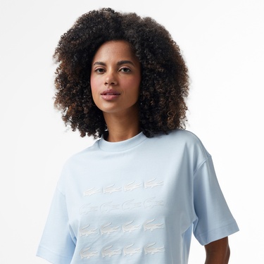  Lacoste House of SuperStep x Lacoste Kadın Mavi T-Shirt