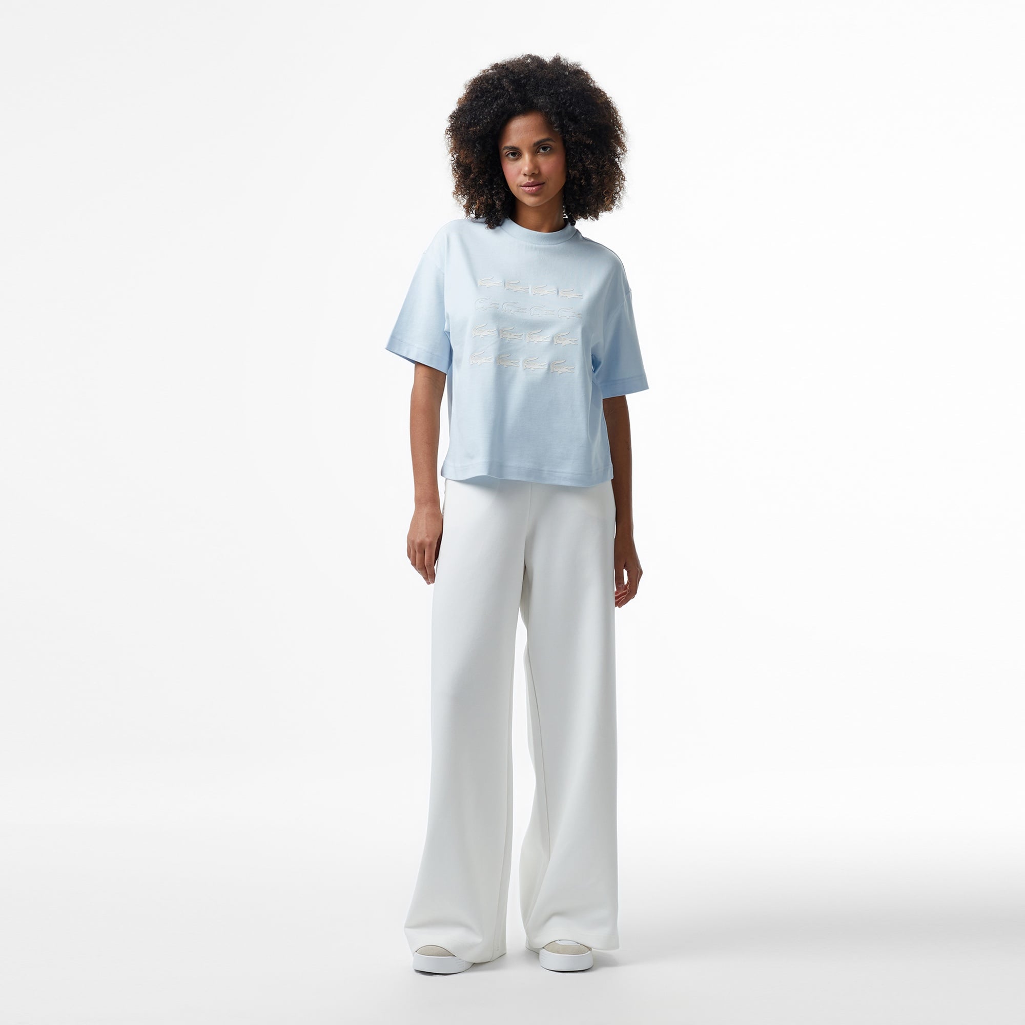 Lacoste House of SuperStep x Lacoste Kadın Mavi T-Shirt