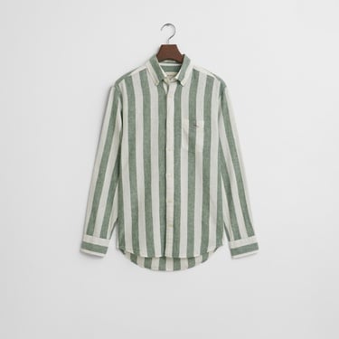  GANT Erkek Yeşil Regular Fit Düğmeli Yaka Çizgili Gömlek