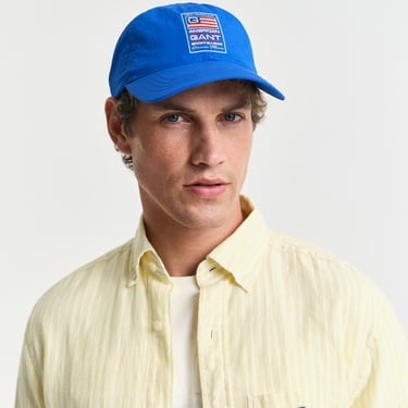  GANT Erkek Sarı Regular Fit Düğmeli Yaka Çizgili Keten Gömlek