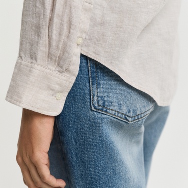  GANT Kadın Bej Regular Fit Klasik Yaka Gömlek