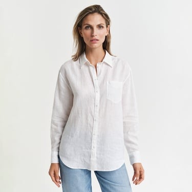  GANT Kadın Beyaz Relaxed Fit Klasik Yaka Gömlek