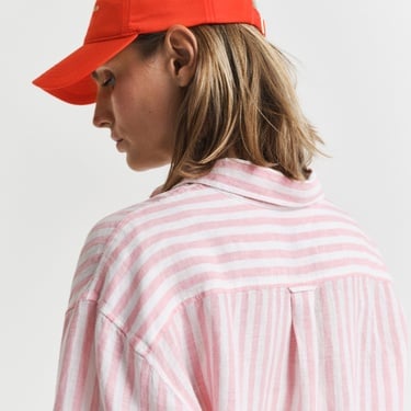  GANT Kadın Pembe Relaxed Fit Klasik Yaka Çizgili Gömlek