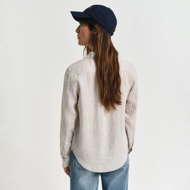  GANT Kadın Bej Regular Fit Klasik Yaka Gömlek