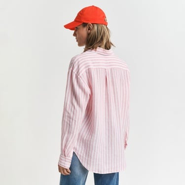  GANT Kadın Pembe Relaxed Fit Klasik Yaka Çizgili Gömlek
