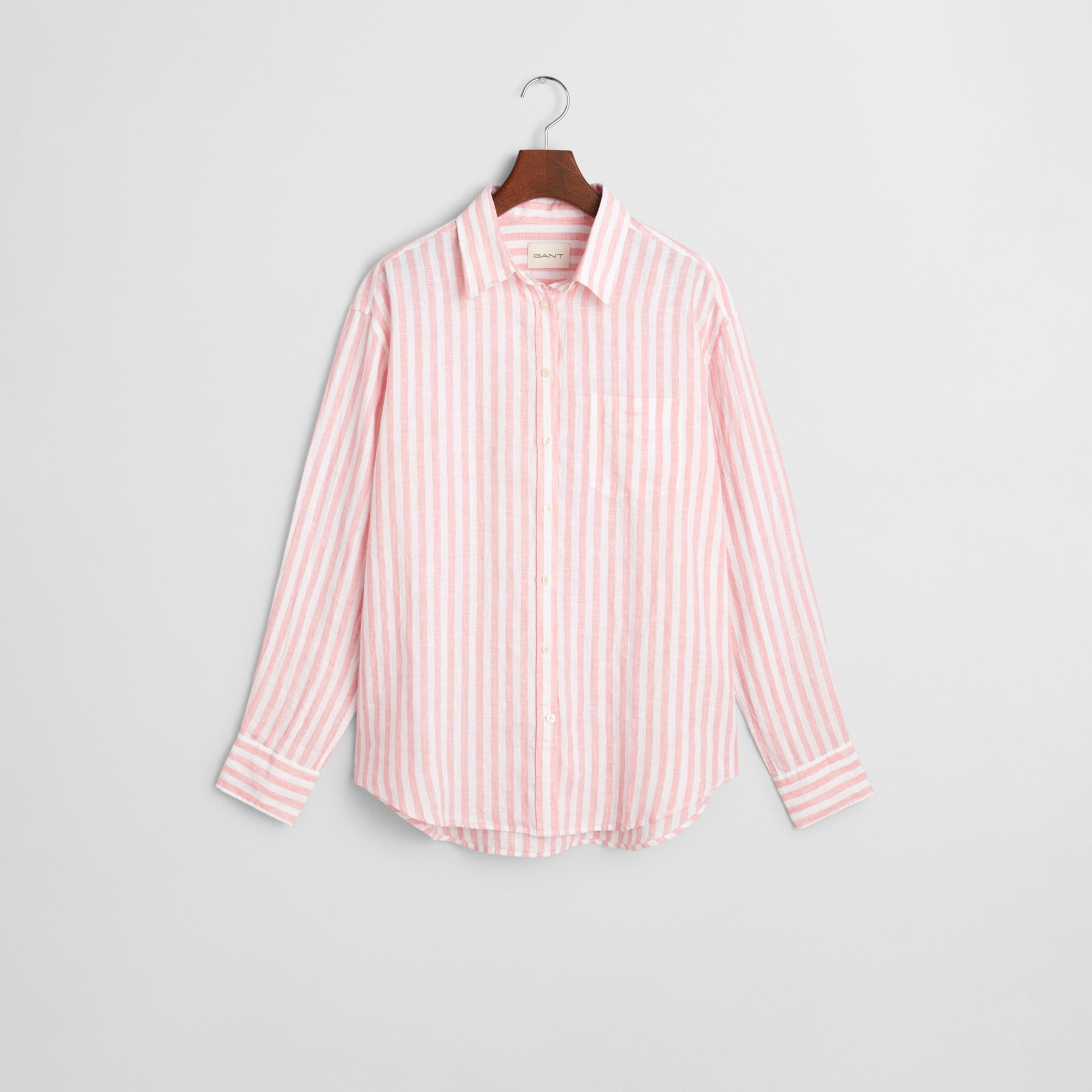 GANT Kadın Pembe Relaxed Fit Klasik Yaka Çizgili Gömlek