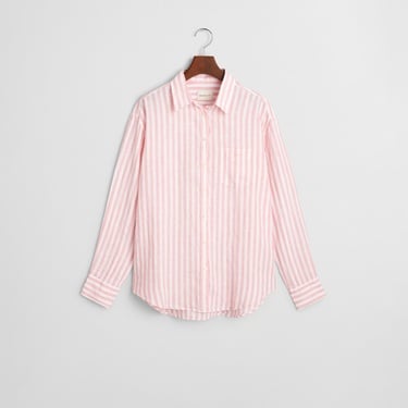  GANT Kadın Pembe Relaxed Fit Klasik Yaka Çizgili Gömlek