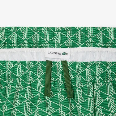  Lacoste Mid Monogram Print Swim Erkek Yeşil Mayo