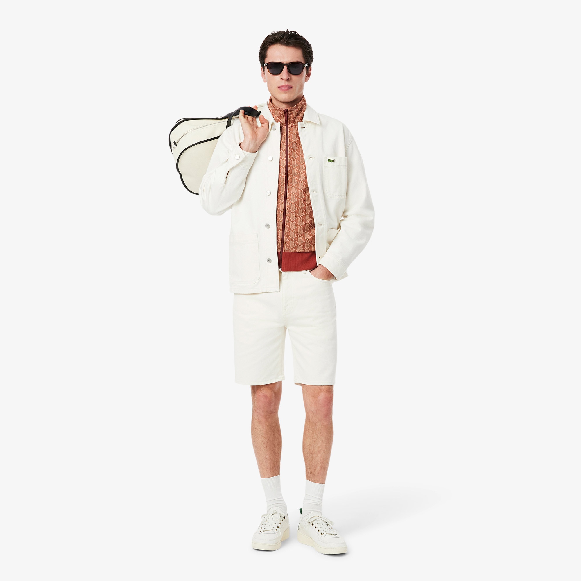 Lacoste Relaxed Fit Monogram Erkek Kahverengi Eşofman Üstü
