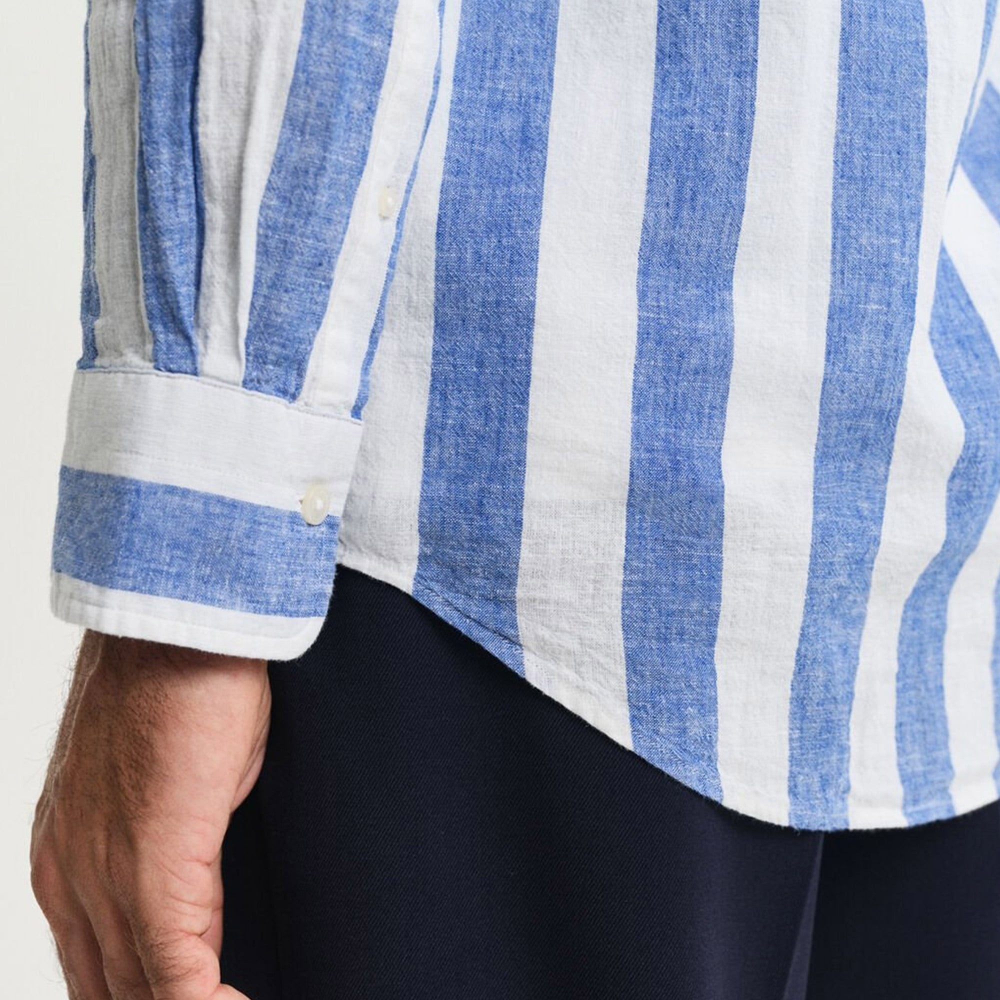 GANT Erkek Mavi  Regular Fit Düğmeli Yaka Çizgili Gömlek