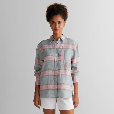  GANT Kadın Yeşil Klasik Yaka Çizgili Gömlek