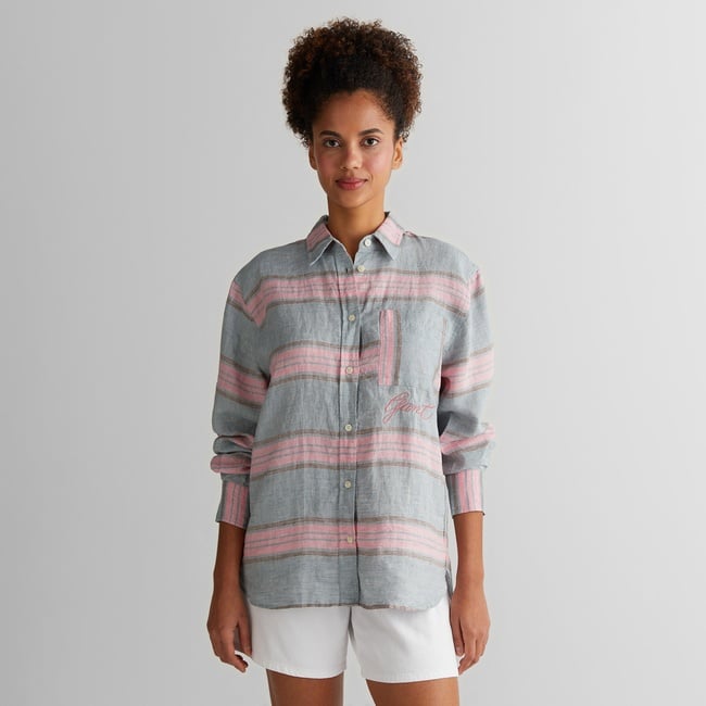  GANT Kadın Yeşil Klasik Yaka Çizgili Gömlek