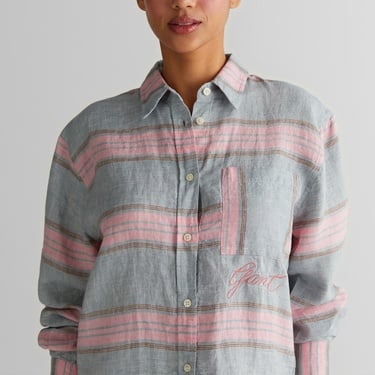  GANT Kadın Yeşil Klasik Yaka Çizgili Gömlek