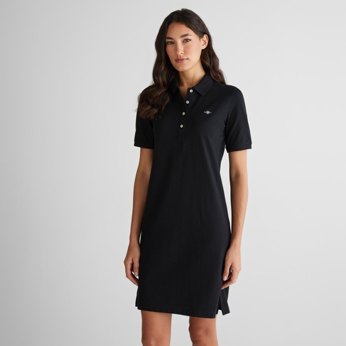  GANT Kadın Siyah Regular Fit Polo Yaka Elbise