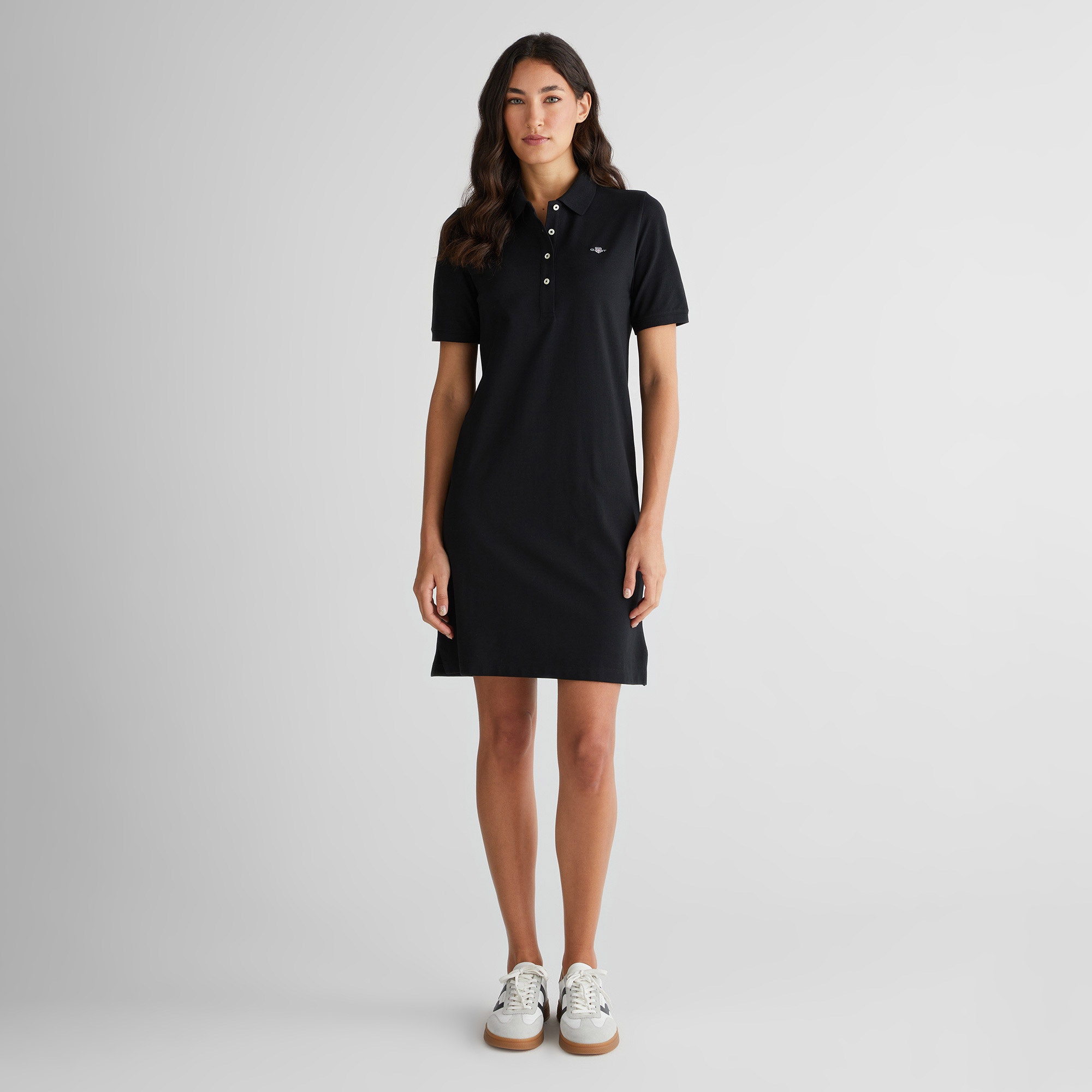 GANT Kadın Siyah Regular Fit Polo Yaka Elbise