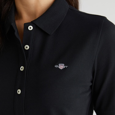  GANT Kadın Siyah Regular Fit Polo Yaka Elbise