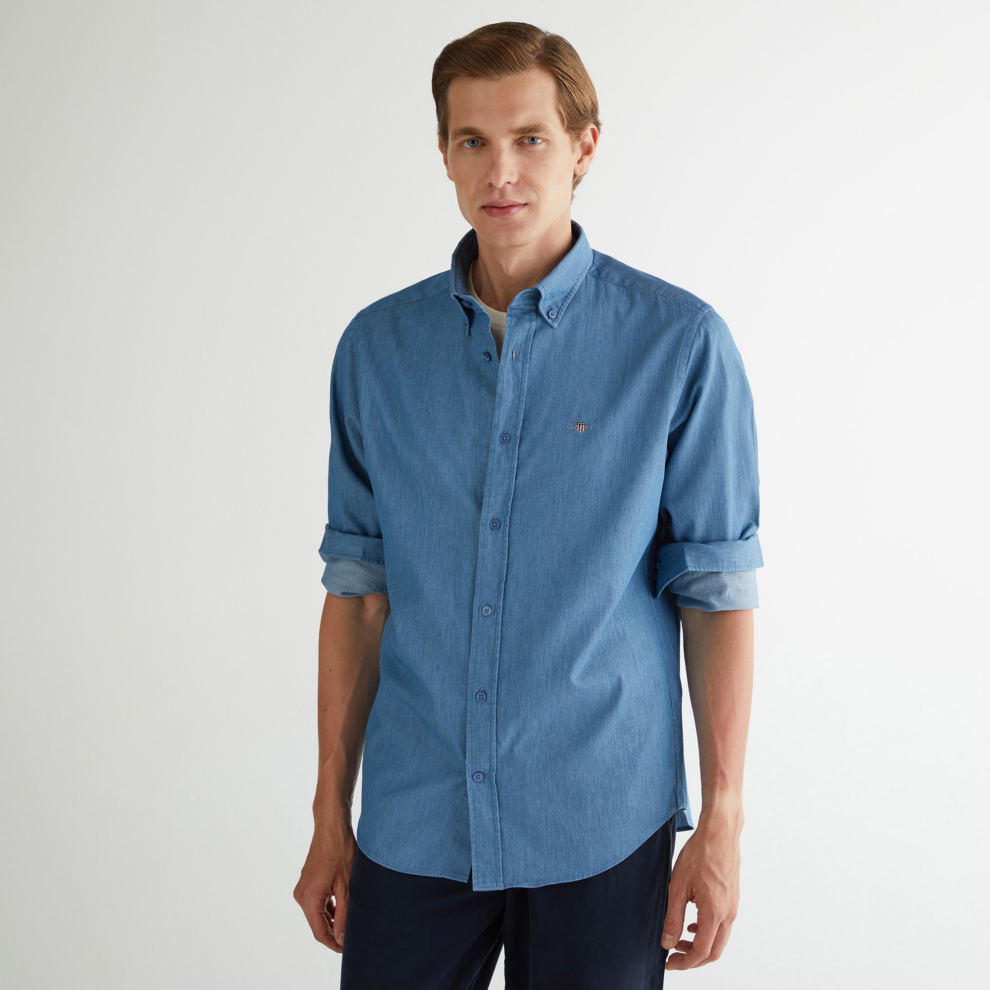 GANT Erkek Mavi Regular Fit Gömlek Yaka Gömlek