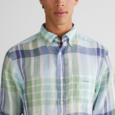  GANT Erkek Yeşil Regular Fit Düğmeli Yaka Kareli Gömlek