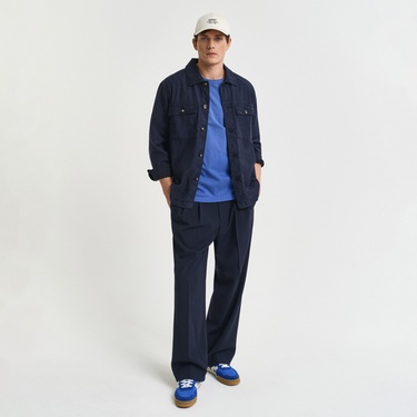  GANT Erkek Lacivert Relaxed Fit Bisiklet Yaka Logolu T-Shirt