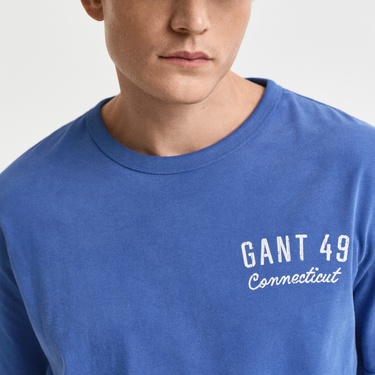  GANT Erkek Lacivert Relaxed Fit Bisiklet Yaka Logolu T-Shirt