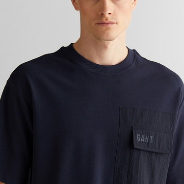  GANT Erkek Lacivert Relaxed Fit Bisiklet Yaka Logolu T-Shirt