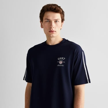  GANT Erkek Lacivert Relaxed Fit Bisiklet Yaka Logolu T-Shirt