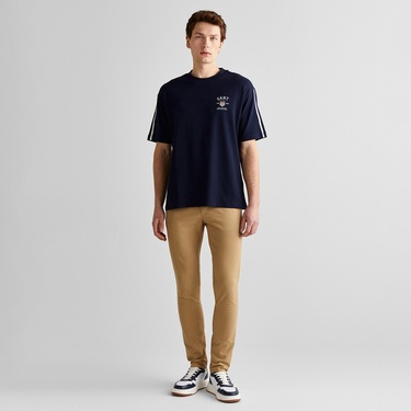  GANT Erkek Lacivert Relaxed Fit Bisiklet Yaka Logolu T-Shirt