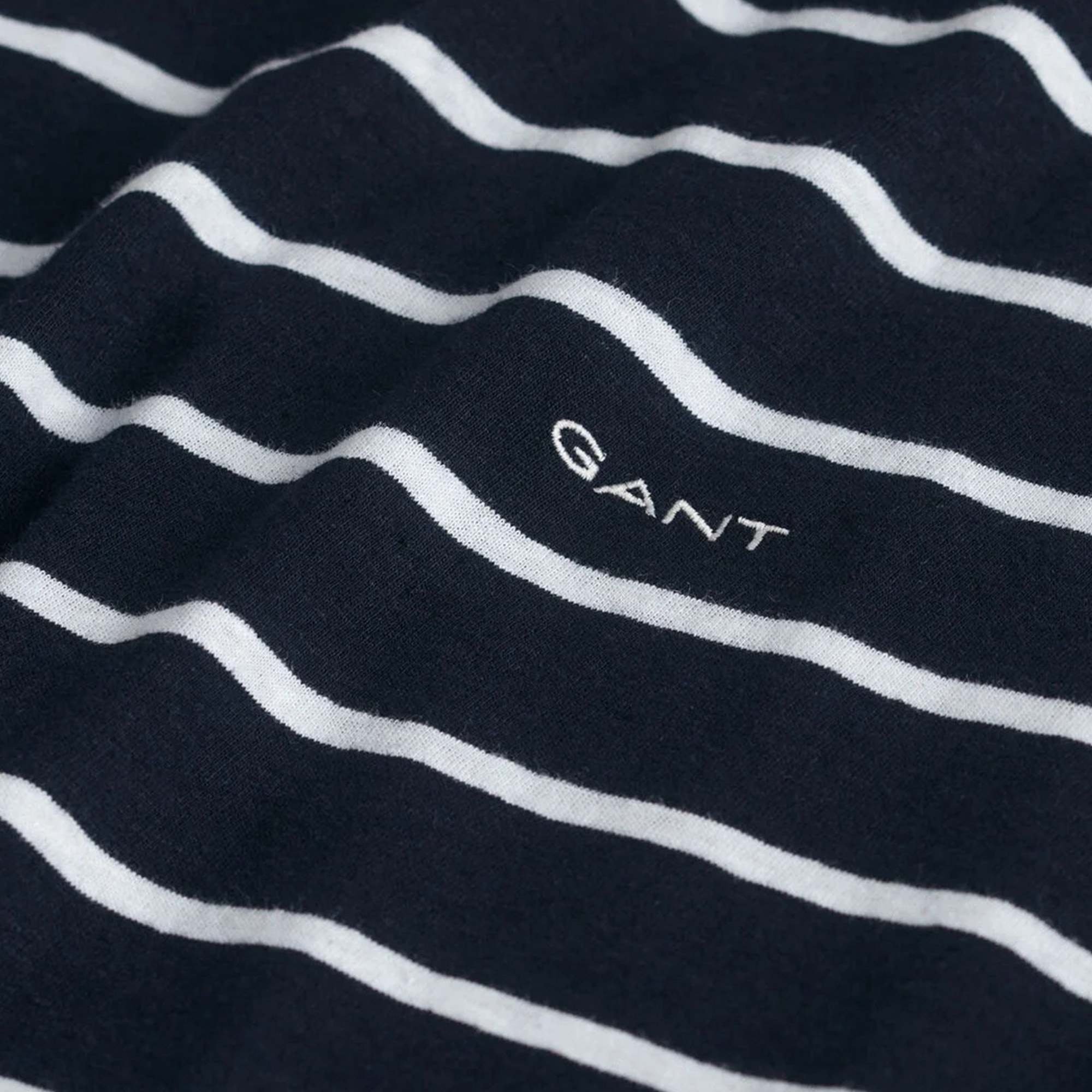 GANT Erkek Lacivert Regular Fit Bisiklet Yaka Çizgili T-Shirt