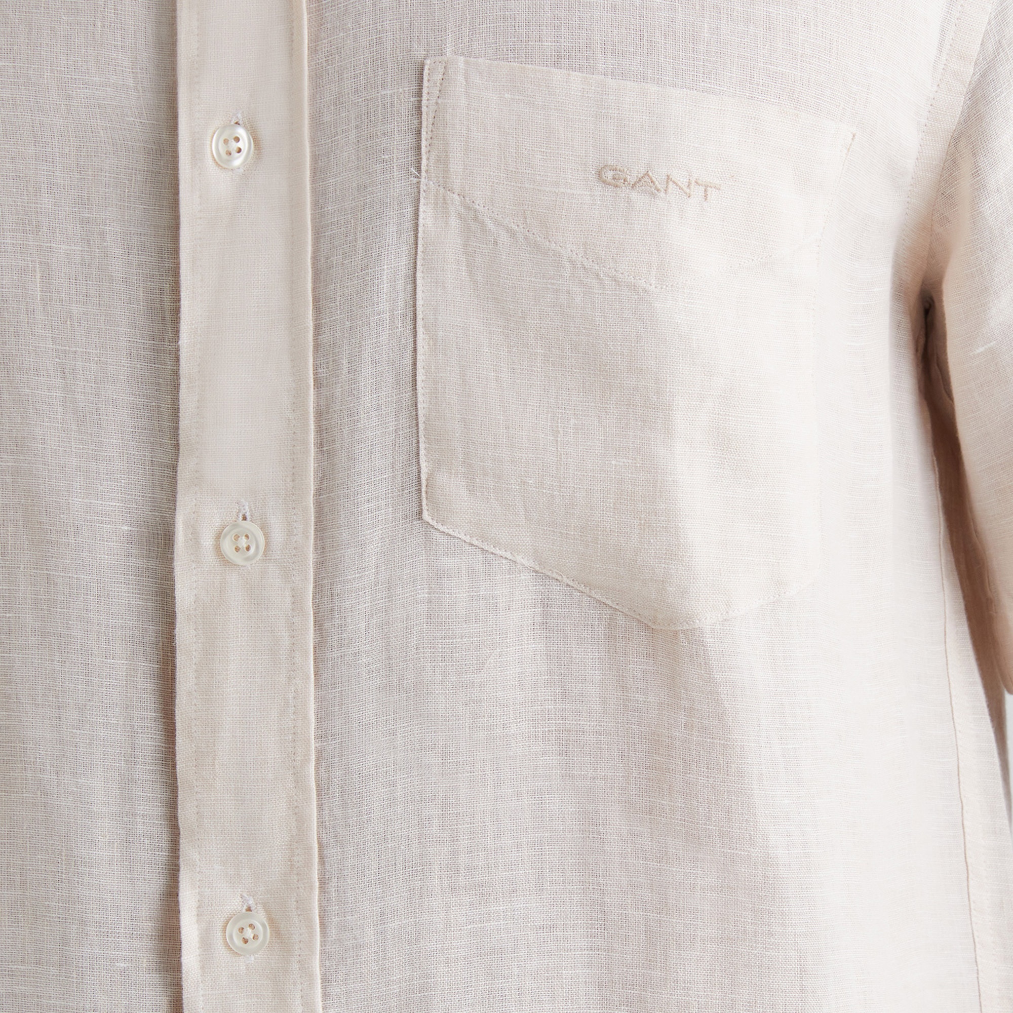 GANT Erkek Bej Regular Fit Klasik Yaka Keten Gömlek
