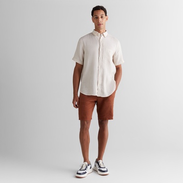  GANT Erkek Bej Regular Fit Klasik Yaka Keten Gömlek