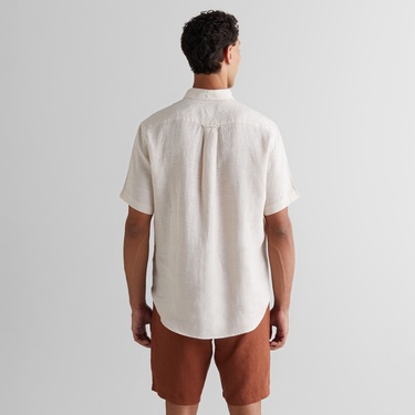  GANT Erkek Bej Regular Fit Klasik Yaka Keten Gömlek
