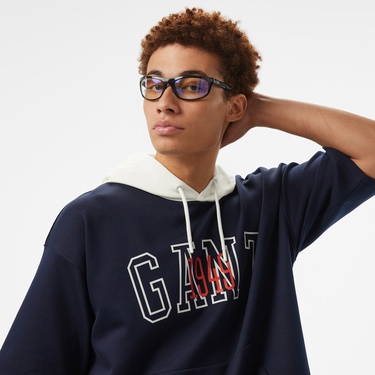  GANT Erkek Lacivert Kapüşonlu T-Shirt