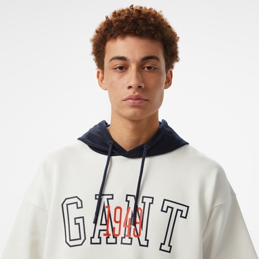  GANT Erkek Beyaz Kapüşonlu T-Shirt