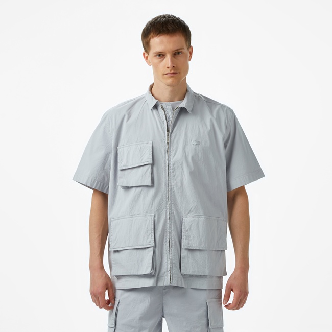  Lacoste House of SuperStep x Lacoste Erkek Gri Gömlek